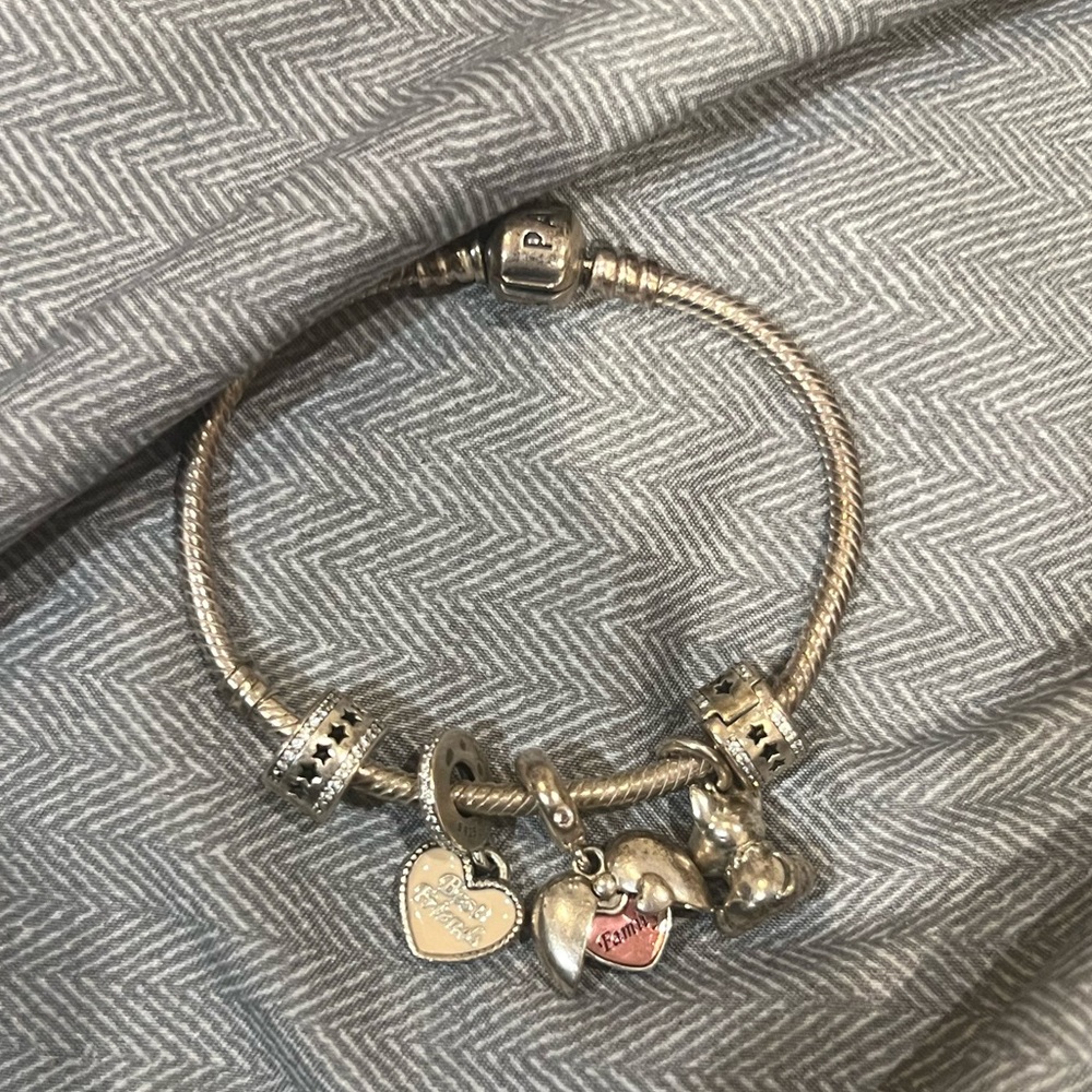 Pandora bracelet with 3 charms